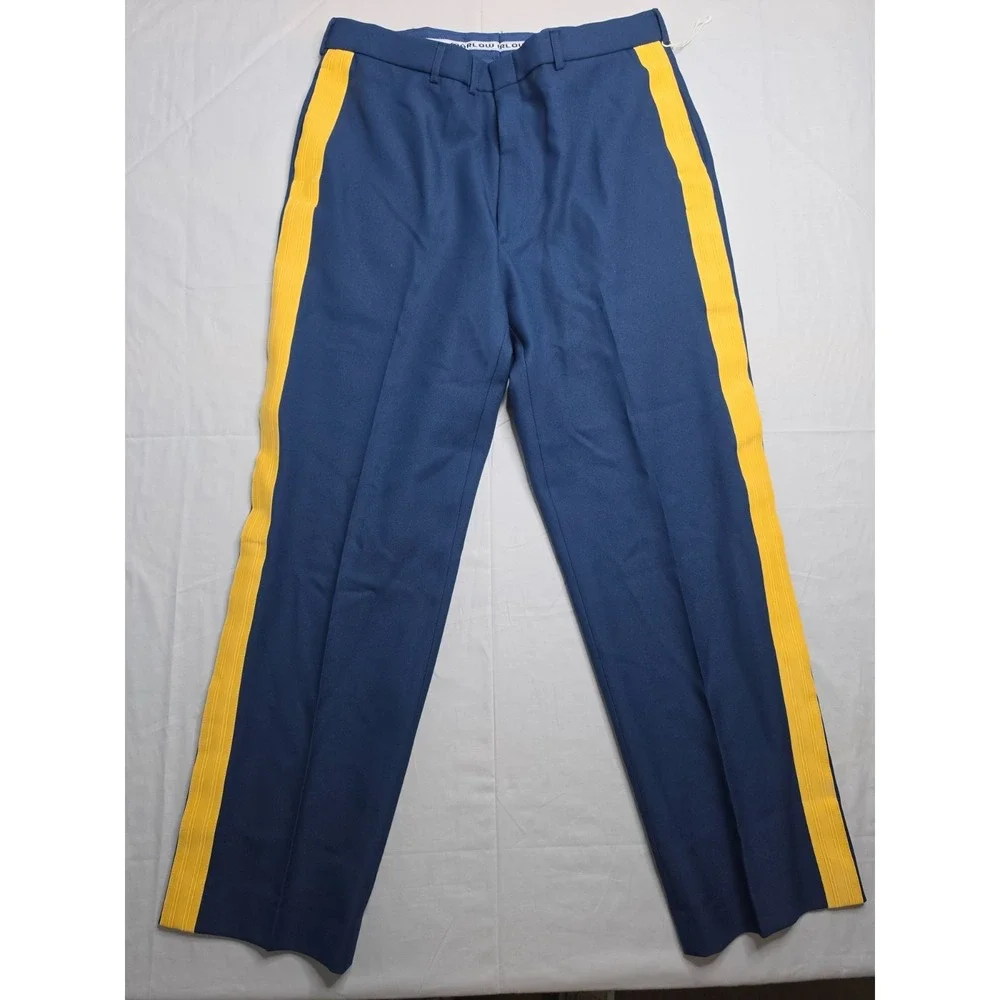 Marlow White NCO Army Uniform Dress Pants Men 38R Blue Stripe High-Rise Military